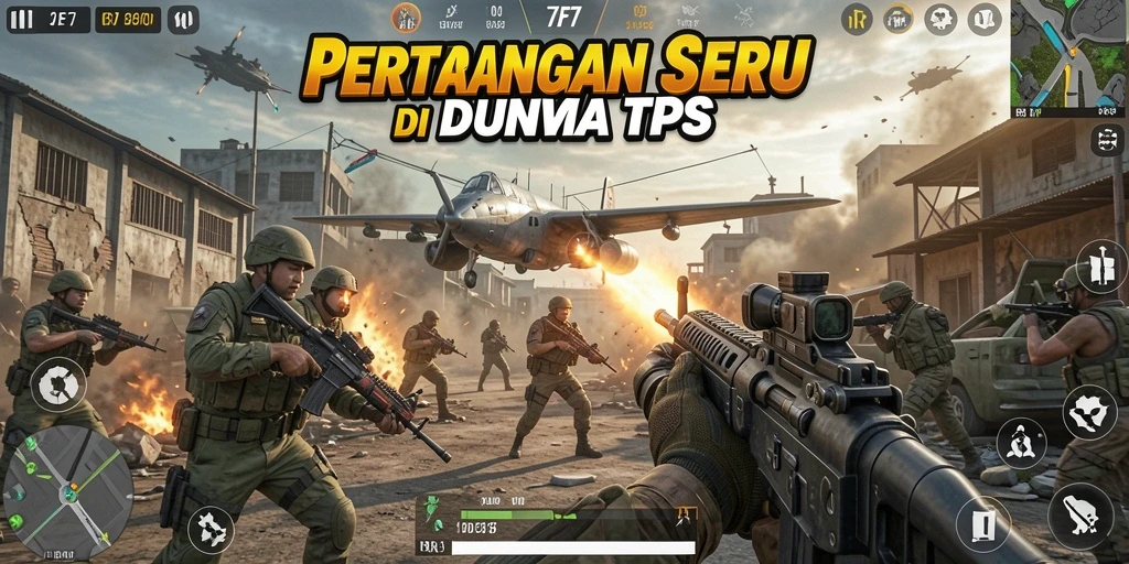 Screenshot dari gameplay seru F7F7 yang menampilkan aksi tembak-menembak.