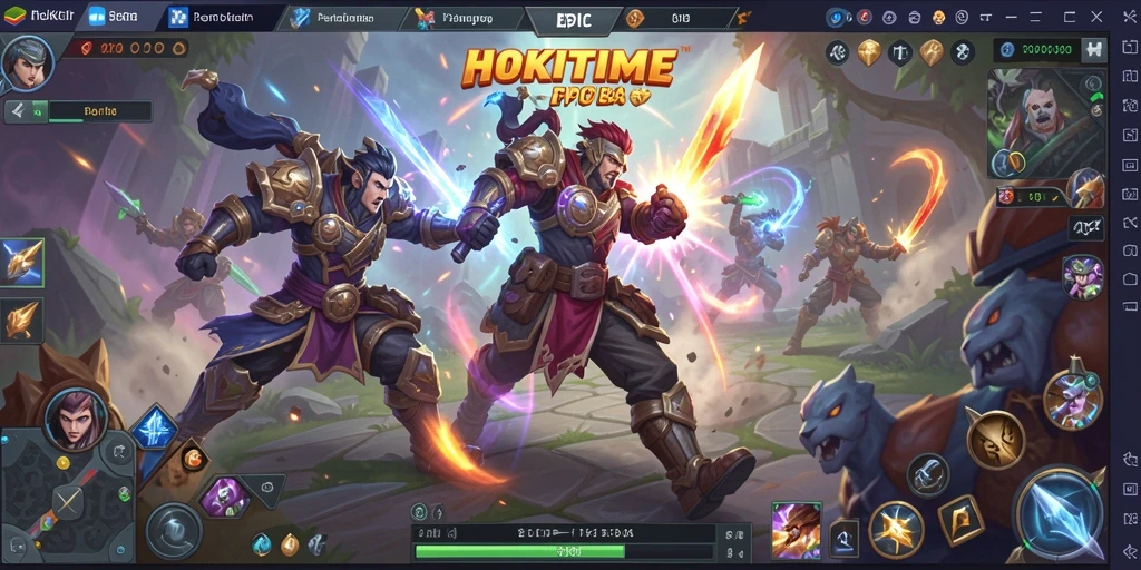Tampilan gameplay seru dalam HOKITIME, aksi MOBA yang mendebarkan.