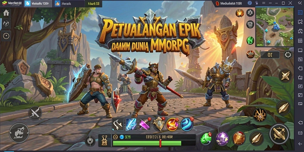 Tampilan epik dari gameplay MERDEKA138 yang menampilkan pertempuran melawan monster.