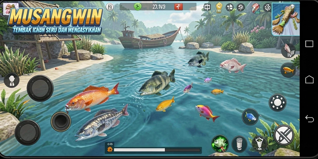 Tampilan gameplay MUSANGWIN yang seru dan penuh aksi Tembak Ikan.