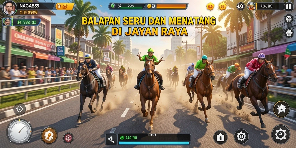 Screenshot menampilkan aksi balapan menegangkan di NAGA889.