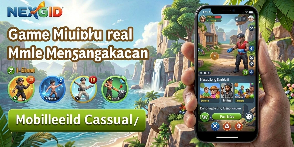Gameplay NEXGID yang penuh warna dan interaktif.