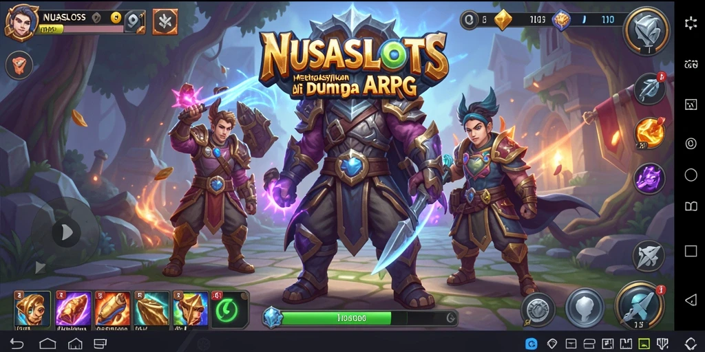 Menampilkan aksi seru dalam gameplay ARPG NUSASLOTS.