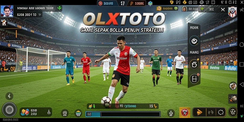 Screenshot utama OLXTOTO menampilkan momen seru pertandingan sepak bola.