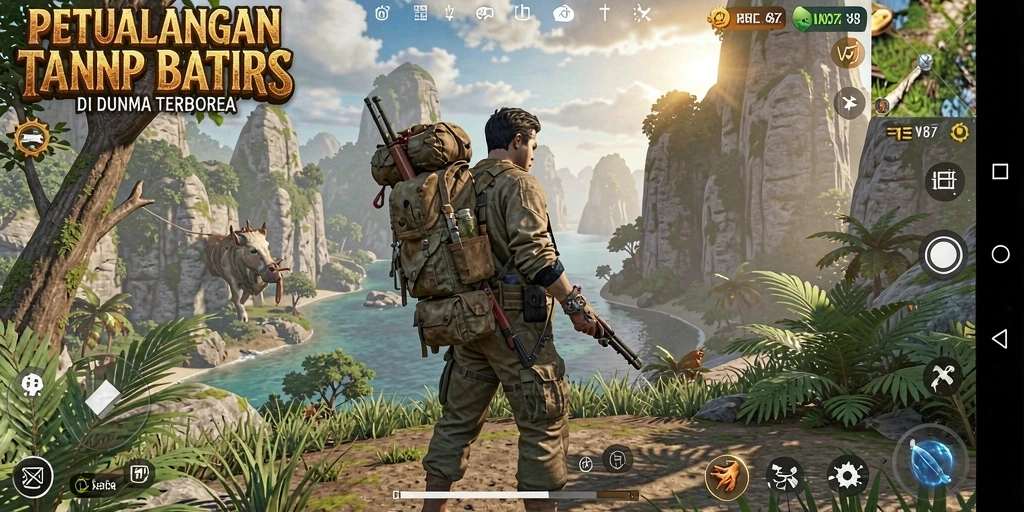 Tampilan gameplay V87 yang menakjubkan dalam dunia terbuka.