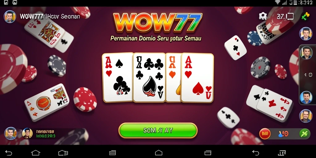 Screenshot WOW77 menampilkan gameplay Domino yang menarik dan interaktif.