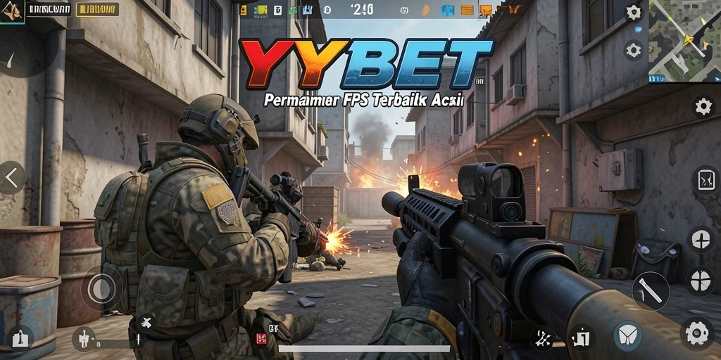 Tampilan aksi seru di gameplay YYBET dengan pertarungan FPS.